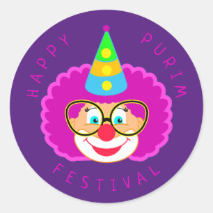 Adesivo Feliz Festival de Purim Festa Engraçado de Palhaço