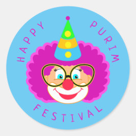 Adesivo Feliz Festival de Purim Festa Engraçado de Palhaço