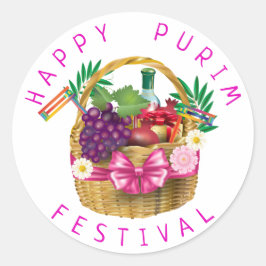 Adesivo Feliz Festival de Purim Festa Engraçado de Palhaço