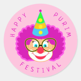 Adesivo Feliz Festival de Purim Festa Engraçado de Palhaço
