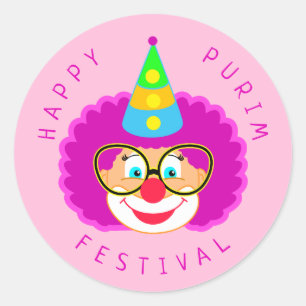 Adesivo Feliz Festival de Purim Festa Engraçado de Palhaço