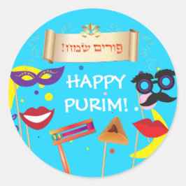 Adesivo Feliz Festival de Purim Oferece Máscaras Feriado d