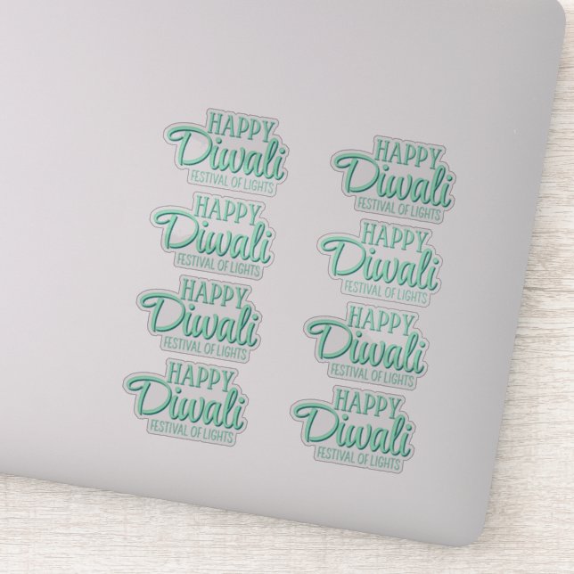 Adesivo Feliz Festival Diwali das Luzes Aqua Deepavali (Detalhe)