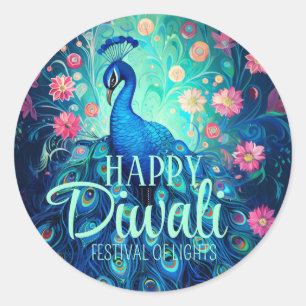 Adesivo Feliz Festival Diwali de Luzes Peacock