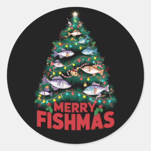Adesivo Feliz Fishmas Árvores de Natal Luzes de Natal Pesc