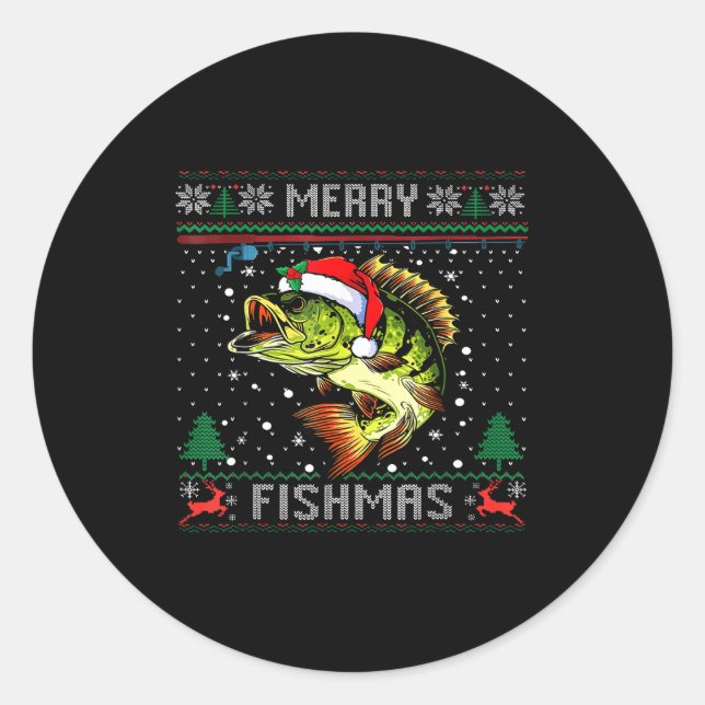 Adesivo Feliz Fishmas B Peixe Pescaria Natal Suéter Feio (Frente)