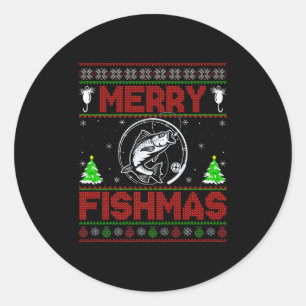 Adesivo Feliz Fishmas B Peixe Pescaria Suéter Feio de Nata