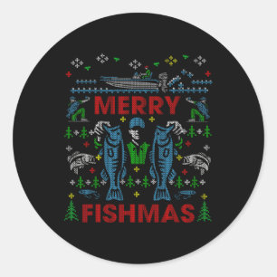 Adesivo Feliz Fishmas Camisola Feia de Natal Divertida de