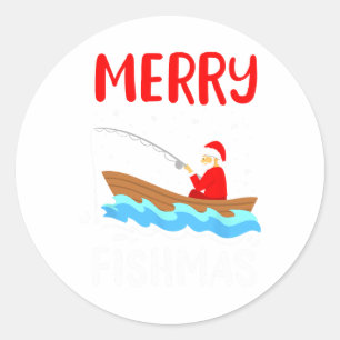 Adesivo Feliz Fishmas Divertido Natal Papai Noel Pescaria