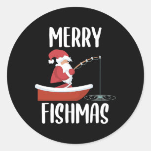 Adesivo Feliz Fishmas Divertido Papai Noel Pescando Pescad