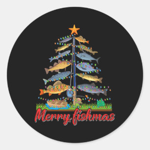 Adesivo Feliz Fishmas Engraçado Árvore de Natal Fisher