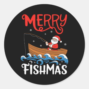 Adesivo Feliz Fishmas Engraçado Natal Papai Noel Pesca