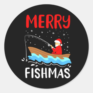 Adesivo Feliz Fishmas Engraçado Natal Papai Noel Pesca