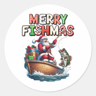 Adesivo Feliz Fishmas Papai Noel Amantes de Pesca Fun Dive