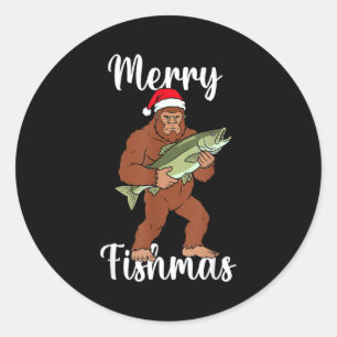 Adesivo Feliz Fishmas Pé Grande Pescaria Sasquatch Diverti