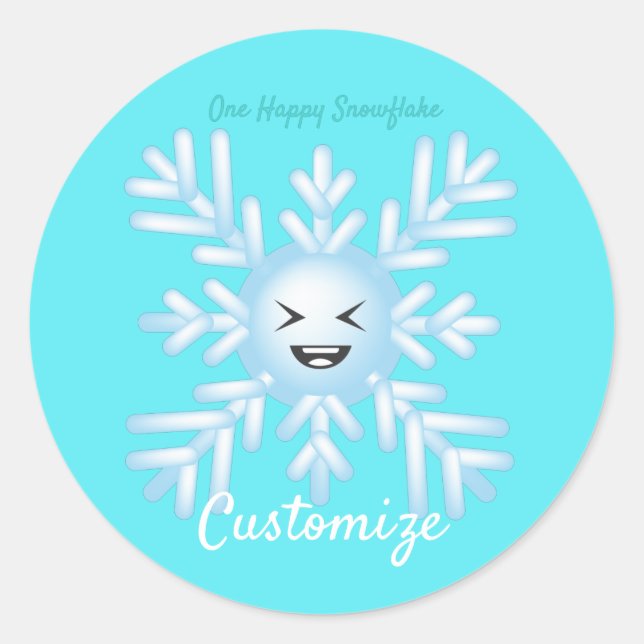 Adesivo Feliz Floco de Neve Emoticon Thunder_Cove (Frente)