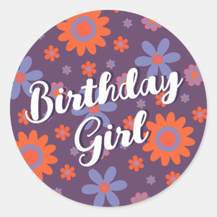Adesivo Feliz Flores Retro 70s Daisy Cute Birthday Girl