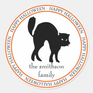 Adesivo Feliz Gato Desastroso do Halloween (Preto/Laranja)
