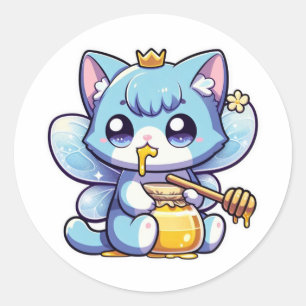 Adesivo Feliz gato giro comendo mel cru