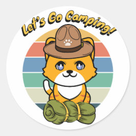 Adesivo Feliz gato laranja quer ir acampar