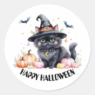 Adesivo Feliz Gato Negro Bonito de Halloween