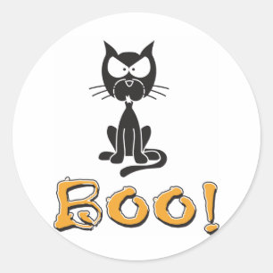 Adesivo Feliz Gato Preto de Halloween Boo