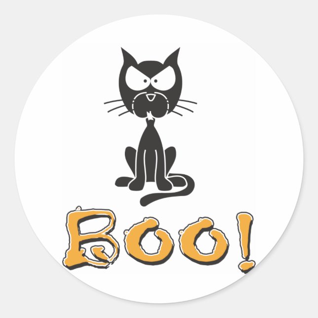 Adesivo Feliz Gato Preto de Halloween Boo (Frente)