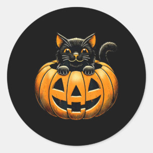 Adesivo Feliz Gato Preto Em Fantasia De Abóbora De Hallowe