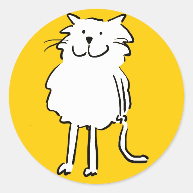 Adesivo Feliz Gato Sorriso como uma Ilustração de Cartoon  (Frente)