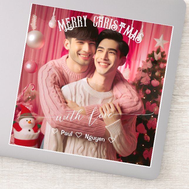 Adesivo Feliz Gay de Natal | Foto personalizada (Detalhe)