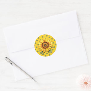 Adesivo Feliz girassol amarelo e verde em Polka-Dot