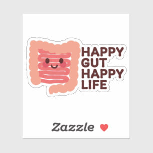 Adesivo Feliz Gut, Vida Feliz - Intestino Bonito Sorriso