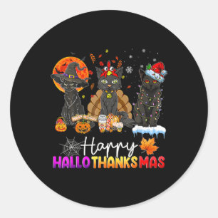 Adesivo Feliz Hallothanksmas Black Cat Halloween Graças
