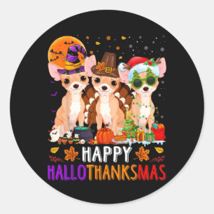 Adesivo Feliz Hallothanksmas Cachorro Chihuahua Halloween