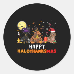 Adesivo Feliz Hallothanksmas Dachshund Dog Halloween