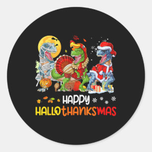 Adesivo Feliz Hallothanksmas Dia de Ação de Graças Dinossa