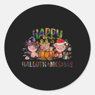 Adesivo Feliz Hallothanksmas Fazendinha de Porquinhos Fofo
