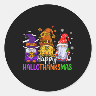 Adesivo Feliz Hallothanksmas Gnomos Cute Caem no Halloween