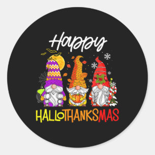 Adesivo Feliz Hallothanksmas Gnomos Dia das Bruxas Ação de