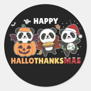 Adesivo Feliz Hallothanksmas Pandas Natal Panda Classifica