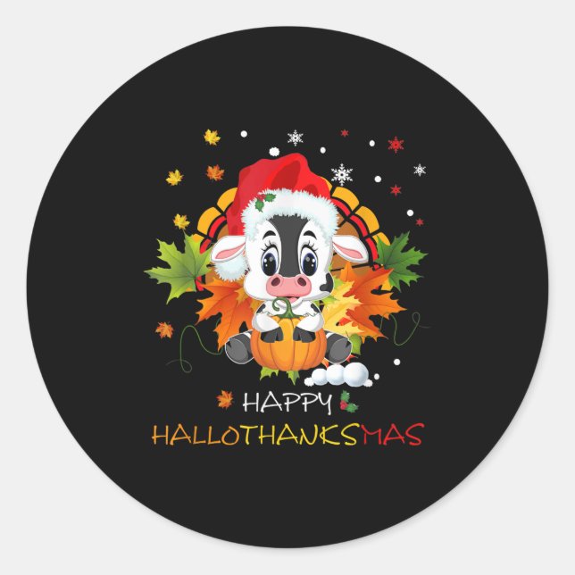 Adesivo Feliz Hallothanksmas Pumpkin Turca Vaca Bonita (Frente)