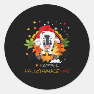 Adesivo Feliz Hallothanksmas Pumpkin Turca Vaca Bonita