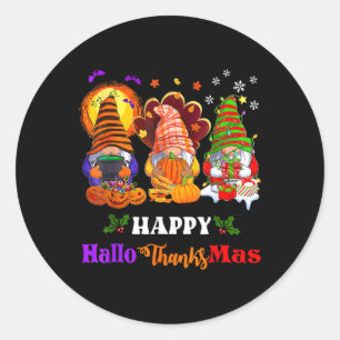 Adesivo Feliz Hallothanksmas Três Gnomos Dia das Bruxas Al