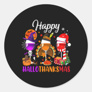 Adesivo Feliz Hallothanksmas Vinho Vidro Papais noeis de B