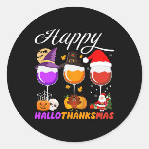 Adesivo Feliz Hallothanksmas Wine Glass Halloween Thanksgi