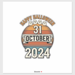 Adesivo Feliz Halloween 31 Outubro Design de Fantasma Vint