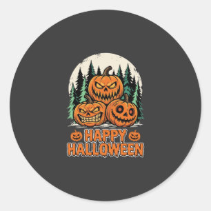 Adesivo Feliz Halloween Abóbora Assustadora Floresta Vetor