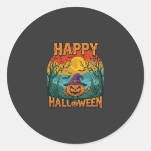 Adesivo Feliz Halloween Abóbora Chapéu de Bruxa Lua Cheia