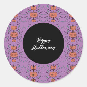Adesivo Feliz Halloween Abóbora Doodle Padrão Sem Costura 