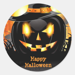 Adesivo Feliz Halloween Abóbora Preta